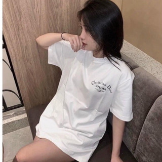 Áo thun dior chất liệu cotton form rộng phối chữ trước ngực bassic, áo phông hotrend nam nữ 2024