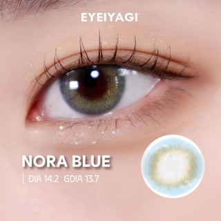 Lens xanh cận 3 tháng EYEIYAGI kính áp tròng không ngâm Nora Blue độ cận 0-8 DIA 14.2mm | Chính hãng Hàn Quốc