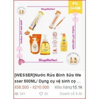Nước Rửa Bình Sữa Wesser 500ML/ Dụng cụ vệ sinh cọ rửa bình sữa đa năng Wesser/Sữa tắm wesser