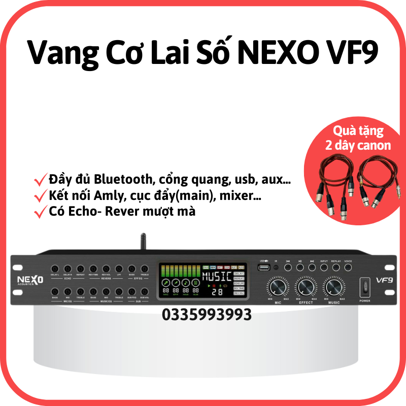 Vang cơ lai số Nexo VF 9 , Vang cơ đẩy đủ echo rever mượt, có bluetooth cổng quang, Usb, aux ....