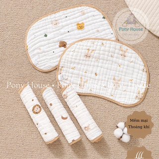Gối Xô Sơ Sinh 10 Lớp Muslin Cho Bé Sơ Sinh Siêu Mềm, Mịn, Thấm Hút Mồ Hôi Tốt