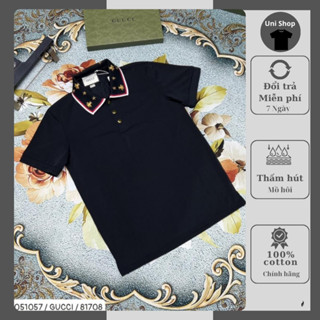 Áo polo GC bản cúc vàng cổ thêu ong mẫu mới nhất chuẩn hàng scap 2024,áo polo nam nữ có độ hàon tiện cao