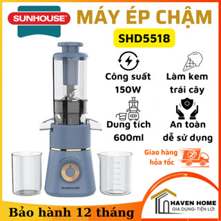 Máy Ép Chậm SUNHOUSE SHD5518 - Ép Trái Cây Kiệt Bã, Làm Kem - Công Suất 150W - An toàn , dễ sử dụng
