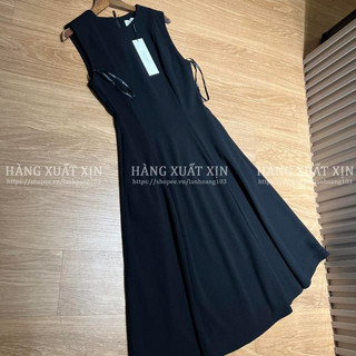 Đầm váy midi CK nhấn ly cộc tay hàng xuất dư xịn