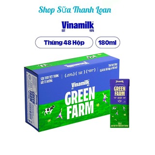 [HSD T12-2024] Thùng 48 Hộp Sữa Tươi Tiệt Trùng 180ml Vinamilk Green Farm Rất Ít Đường.