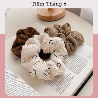 Dây Buộc Tóc Scrunchies Hình Mặt Cười Đơn Giản phong cách Hàn Quốc, Dây Cột Tóc, Chun Buộc Tóc Dành cho Nữ