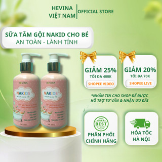 Sữa tắm, tắm gội thảo dược Nakid cho bé, an toàn, lành tính, dịu mát 200ml - Hevina