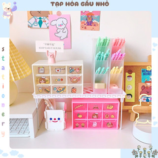 Kệ mini 3 tầng 9 ô đựng phụ kiện, mỹ phẩm, đồ dùng học tập - Gaunho