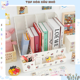 Giá đựng sách đứng nhiều ngăn để bàn xinh xắn (Tặng kèm sticker)