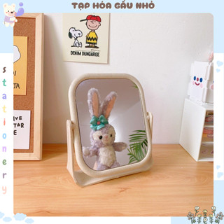 Gương trang điểm lúa mạch 2 mặt xoay 360 độ để bàn siêu đẹp - taphoagaunho