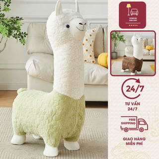    BẢN CAO CẤP   Ghế lạc đà Alpaca lông cừu Ghế ngồi hình con vật GinGin Decor khung gỗ siêu đáng yêu. 