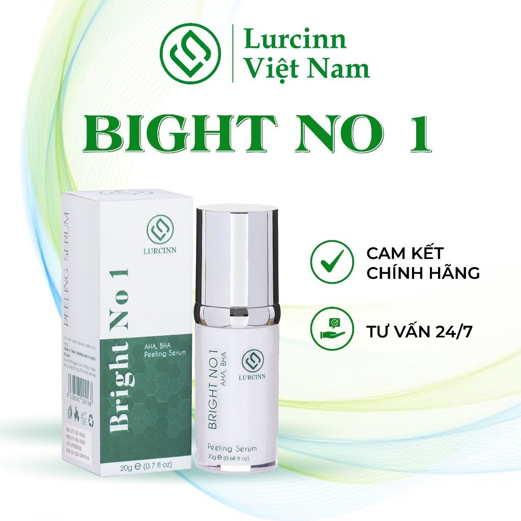 Tẩy Tế Bào Chết Lurcinn Bright No 1 Peeling Serum AHA, BHA Tăng Sinh Collagen Dưỡng Trắng Sáng Da 20ml