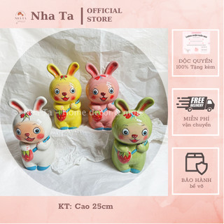 Ống sứ con thỏ, ống heo con thỏ đeo túi dễ thương nhiều màu xinh xắn quà tặng trang trí