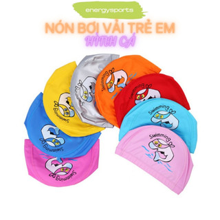 Nón bơi cho bé trai, bé gái - nón bơi vải cao cấp - nón bơi trẻ em phủ pu chống thấm nước 35 - 50 kg