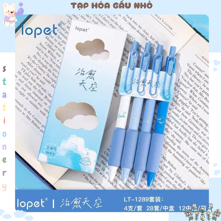 Set 4 bút Lopet Mix  (COFFEE + MÂY + MATCHA + SAKURA HỒNG)