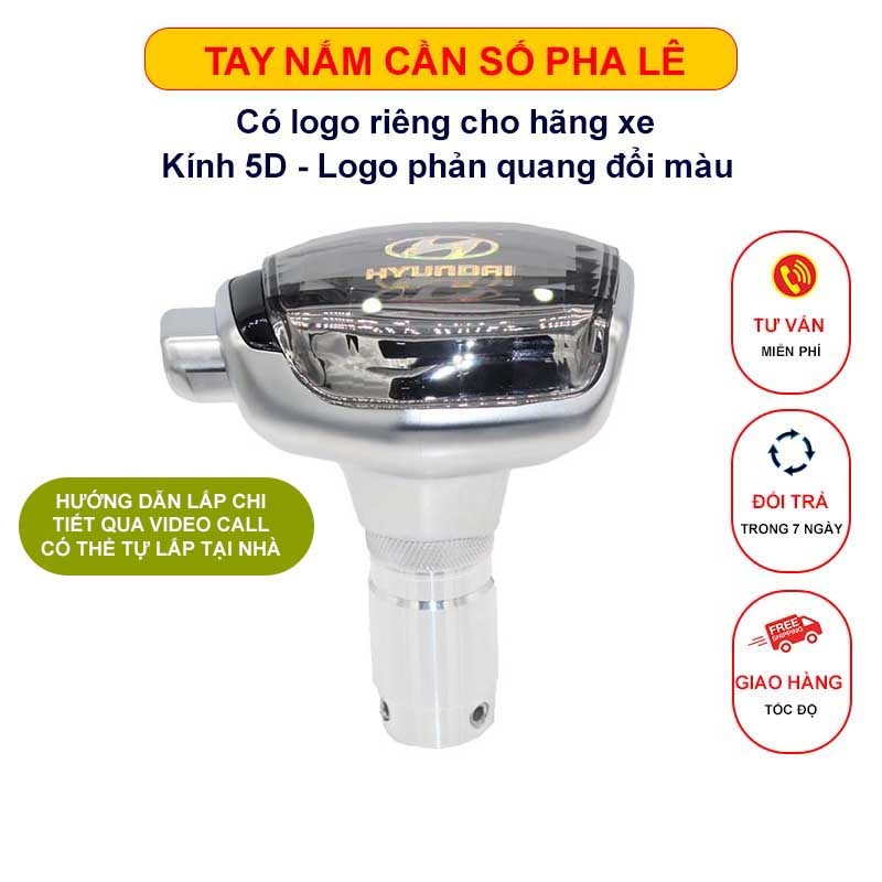 Tay nắm cần số pha lê - Mẫu du thuyền - Có nút bấm - Kính 5D Hyundai, Kia, Honda, Mazda