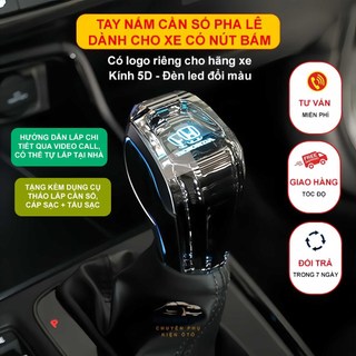 Tay nắm cần số pha lê có nút bấm - đẳng cấp vượt trội - có logo riêng - kính 5d