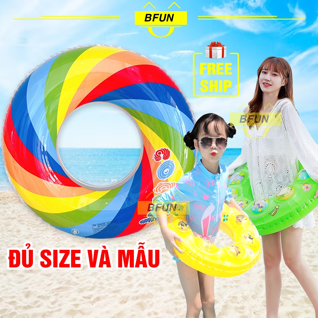Phao Bơi Trẻ Em Phao Bơi Hình Tròn 2 LỚP ĐỦ SIZE Họa Tiết Đáng Yêu - Phao Bơi Cho Bé Phao Tập Bơi BFUN