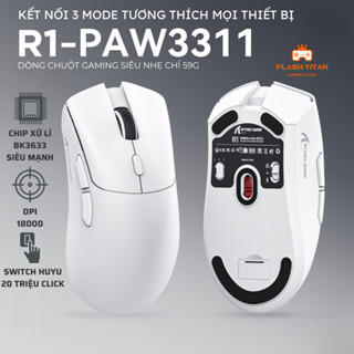 Chuột Gaming Không Dây Attack Shark R1 - Chip PAW3311 Mạnh Mẽ - 3 Chế Độ Kết Nối Tiện Lợi - Trọng lượng Siêu nhẹ