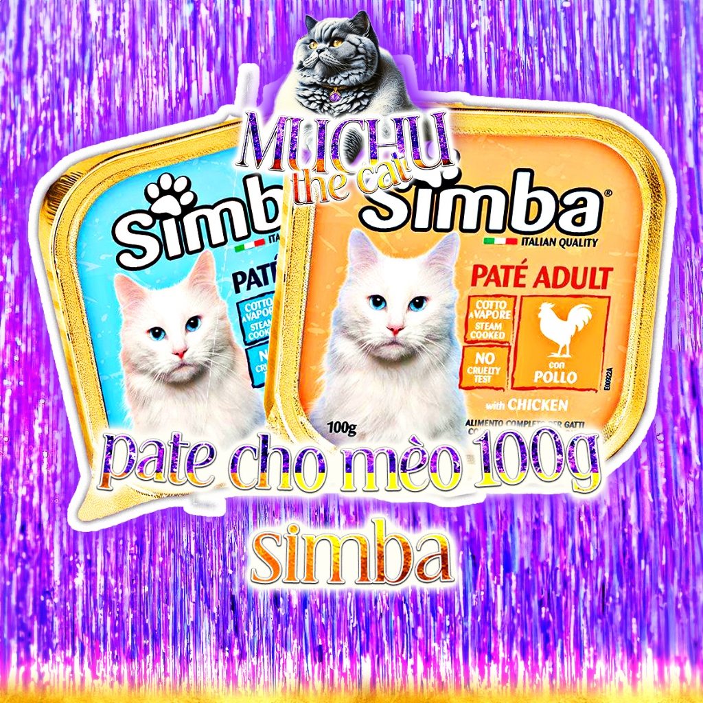 HỘP 100g PATE SIMBA Gà, Cá dành cho Mèo made in Italy Bổ Sung Omega3,Protein Giúp Xương Phát Triển,Đẹp Da Lông Muchu Cat