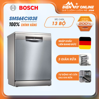 Máy rửa chén độc lập series 6 bosch sms6eci03e - nhập khẩu đức - tự động hé cửa
