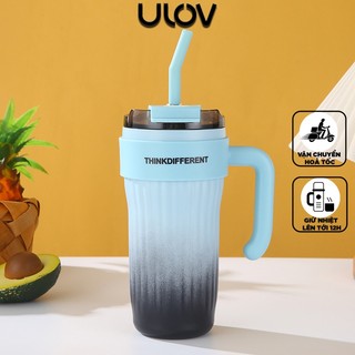 Bình Nước Giữ Nhiệt 860ml Inox 316 Cao Cấp Không Gỉ, Cốc Tay Cầm Tiện Lợi, Tặng Kèm Ống Hút Siêu Tiện Lợi ULOV - COCGN10