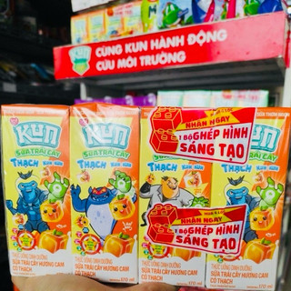 Lốc 4 Hộp Sữa Kun Socola Lúa Mạch / Cam Có Thạch 170ml