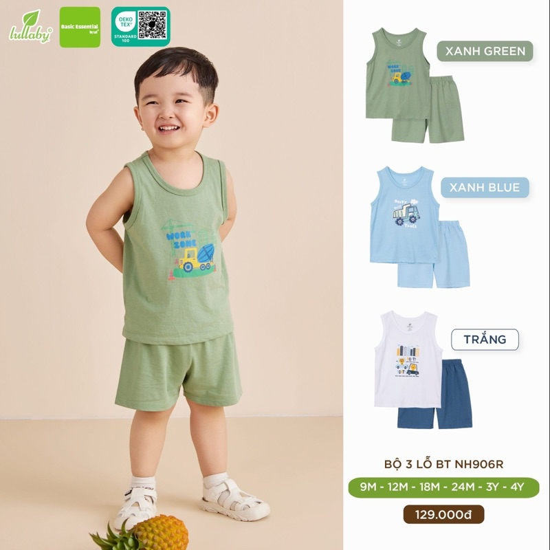 Bộ quần áo ba lỗ chất liệu Cotton premium mềm mịn mát cho bé trai 6 tháng đến 4 tuổi