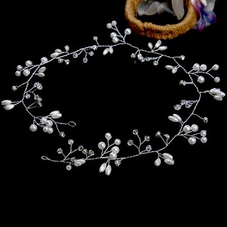 D03_dây hoa cài tóc cô dâu đính đá 50cm, trang điểm cô dâu, make up tiệc, phụ kiện cưới và trang điểm