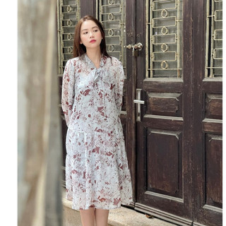 De leah - đầm suông đuôi cá dây nơ cổ - thời trang thiết kế