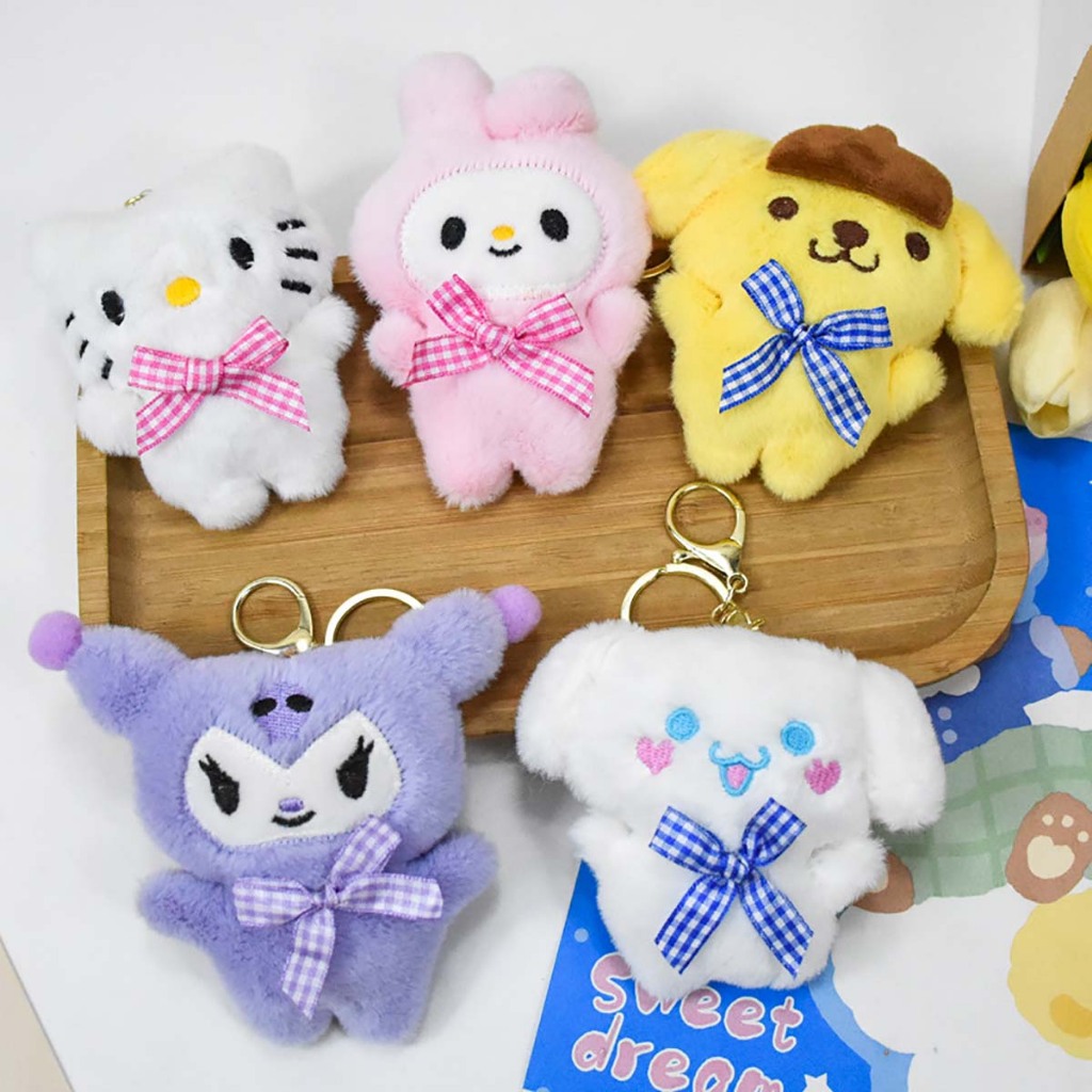 Gấu Bông Sanrio Mini Búp Bê Thú Nhồi Bông Theo Yêu Cầu Cho Bé Móc Khóa Miniso Đôi Treo Đồ Cặp Balo X