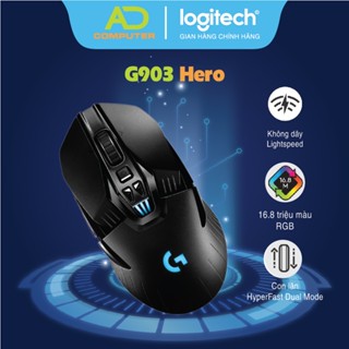 Chuột game không dây RGB Logitech G903 Hero - Cảm biến Hero 25k, pin sạc, PC