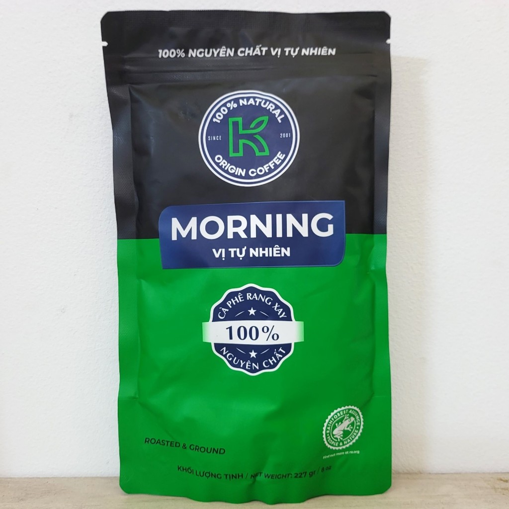 K MORNING (túi XANH LÁ 227g) CÀ PHÊ RANG XAY NGUYÊN CHẤT VỊ TỰ NHIÊN K COFFEE Natural Origin Coffee