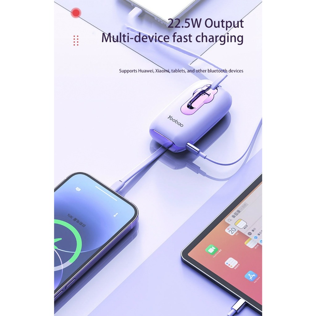 Sạc dự phòng Yoobao LK11 10000mAh 22,5W | Màn hình LED | Tích hợp cáp sạc Type C & Lightning | Bảo hành 12 tháng | BigBuy360 - bigbuy360.vn