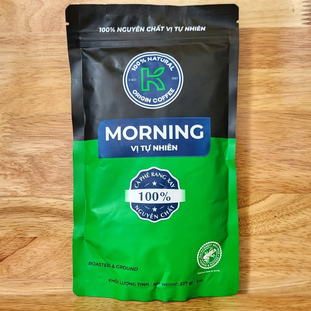 K MORNING [túi XANH LÁ 227g] CÀ PHÊ RANG XAY NGUYÊN CHẤT VỊ TỰ NHIÊN [VN] K COFFEE Natural Origin Co