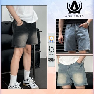 Quần Short đùi Bò Jean Nam Trắng Đen Retro Wash Co Giãn Avocado, Quần Sooc trơn và rách thời trang