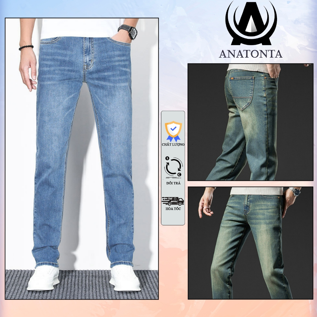 Quần jean nam skinny màu xanh Retro AVOCADO, quần bò co giãn 4 chiều slimfit chất vải bò cao cấp