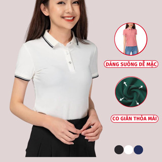 Áo Thun Polo Nữ Thời Trang Madela Có Cổ Đẹp Thiết Kế Trơn Cơ Bản, Áo Polo Trơn Nữ Phối Viền Cao Cấp Mềm Mịn Thoáng Mát