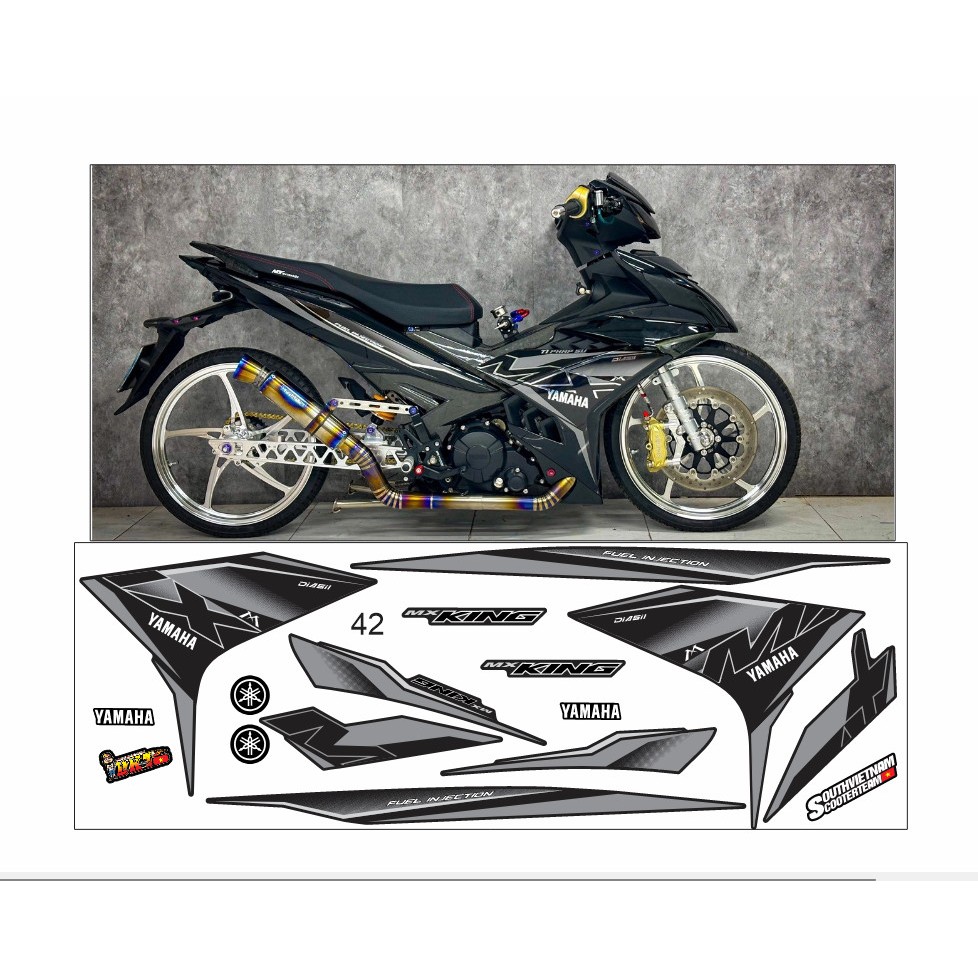 tem MX KING ex 150 đen chỉ bạc mã 42