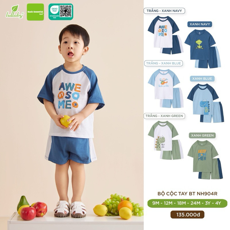 Bộ quần áo cộc tay chất liệu Cotton premium cho bé trai 6 tháng đến 4 tuổi