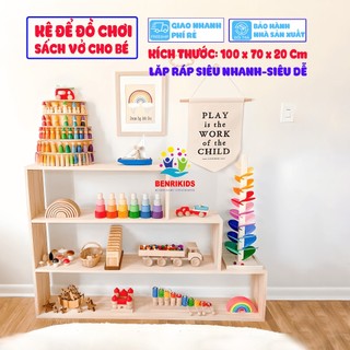Kệ Bậc Thang Montessori 3 Tầng , Kệ Đựng Đồ Chơi Sách Vở Cho Bé Giá Sách Mầm Non , Kệ Sách Cho Bê , Tủ Kệ Mầm Non