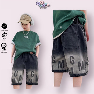 Quần Jean HB Phom Lửng Cho Bé Trai Từ 22-50Kg Có Co Giãn In Mặt Trước Mặt Sau