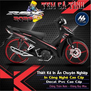 Tem wave rsx 2020 mẫu tem chỉ đỏ dán dàn áo đen,tem rời,in chất liệu decal trắng 3 lớp