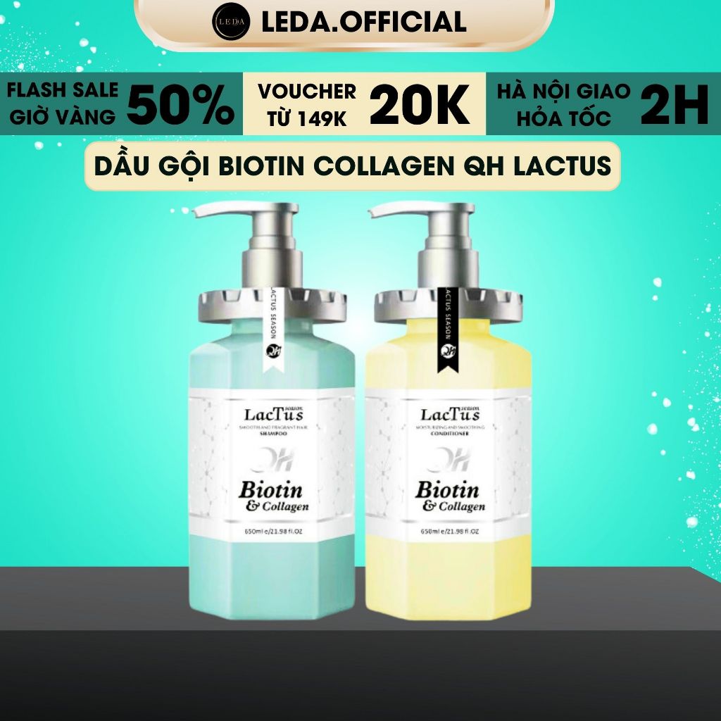Dầu gội biotin collagen QH Lactus season ngăn gàu, giảm bết dầu, Dầu gội biotin giảm rụng tóc 650ml