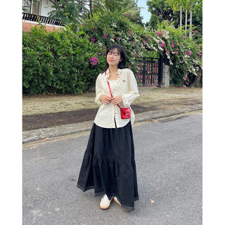Áo sơ mi oversize hoạ tiết nơ