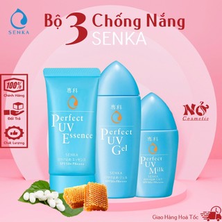 Kem chống nắng senka perfect uv dạng sữa 40ml & gel 80ml & essence 50g