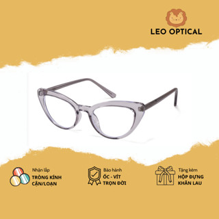Kính cận mắt mèo nhưa acetate cao cấp lọc ánh sáng xanh LEO OPTICAL 8338