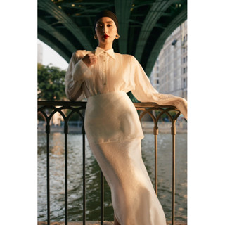  Chân váy lụa tơ cát màu kem Sencia Skirt HUONGBOUTIQUE - HBZ517 