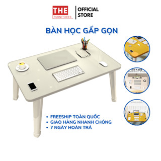Bàn học gấp gọn mini học sinh sinh viên mặt gỗ chân nhựa thông minh ngồi bệt để giường laptop xếp gọn dành cho sinh viên
