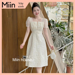 Váy xốp xếp ly ngực tay tơ